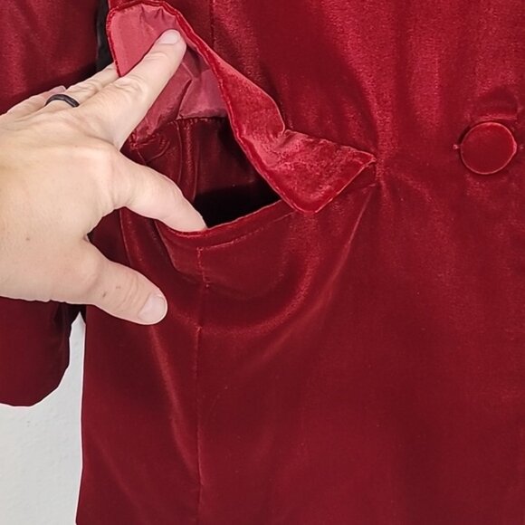Vintage Liz Claiborne Women Velvet Blazer Jacket Size 4/S Red Pockets Button Up - Picture 6 of 14